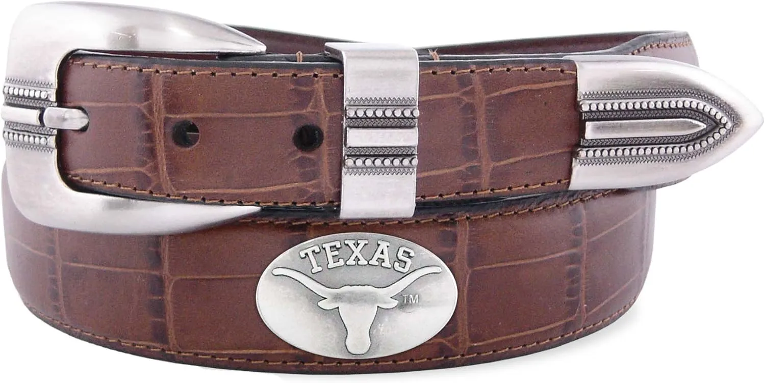 NCAA Texas Longhorns Crocodile Tip Leather Concho Belt