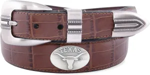 NCAA Texas Longhorns Crocodile Tip Leather Concho Belt