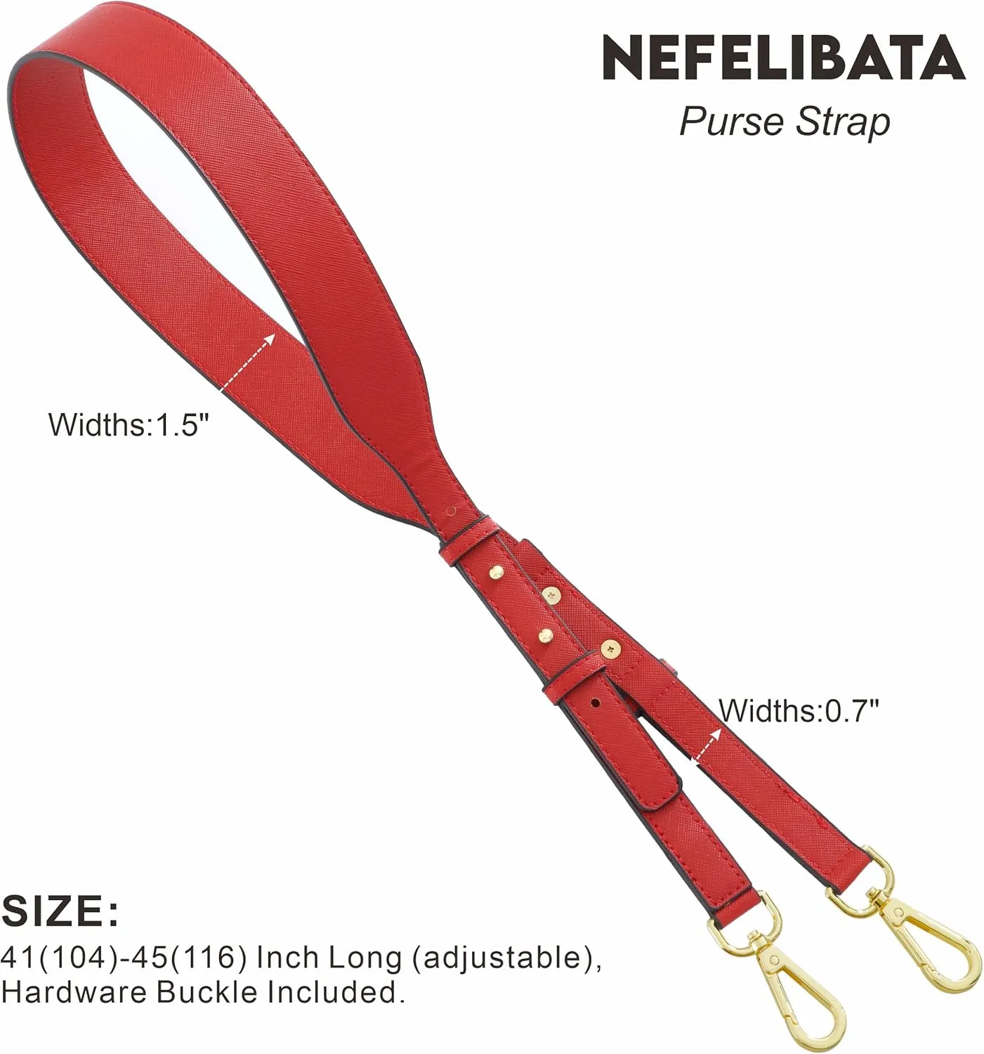 Nefelibata Purse Strap,Leather Purse Straps Replacement Crossbody,Retro Personalized Crossbody Bag Straps with Customized Metal Buckle for Handbag,Shoulder Bags(Vibrant Red)