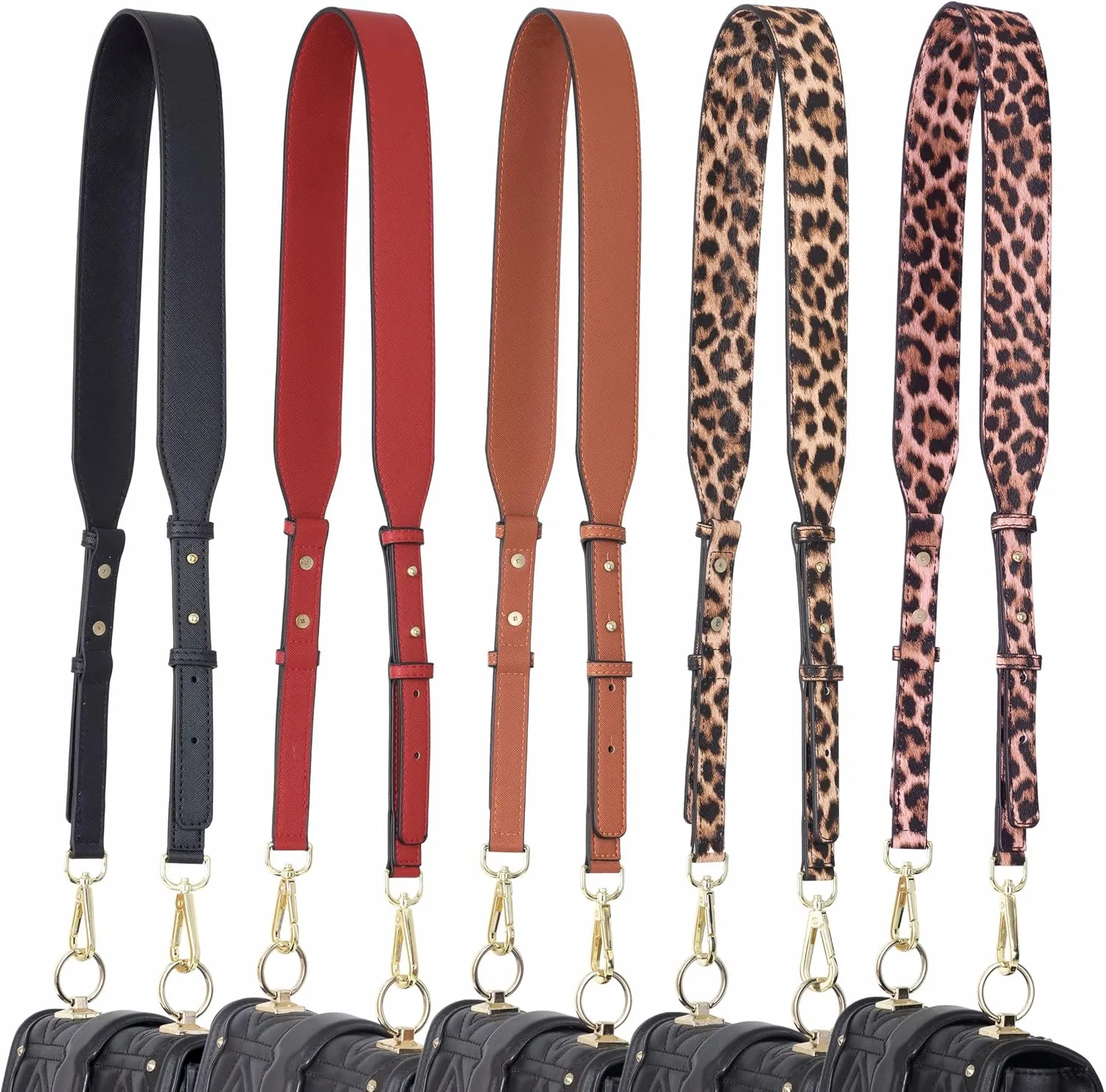 Nefelibata Purse Strap,Leather Purse Straps Replacement Crossbody,Retro Personalized Crossbody Bag Straps with Customized Metal Buckle for Handbag,Shoulder Bags(Vibrant Red)