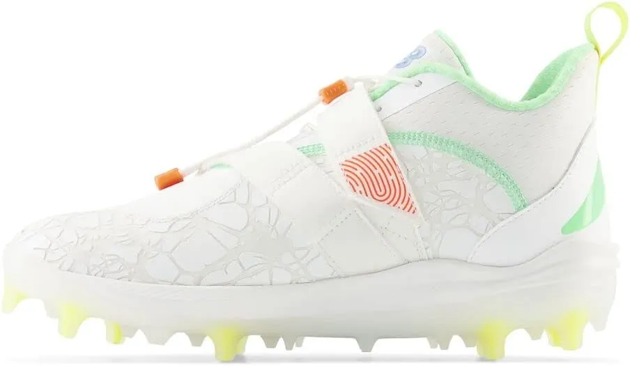New Balance Unisex FuelCell Lindor V2 Comp Baseball Shoe, Optic White/Neon Dragonfly/Electric Jade, 15 US Men