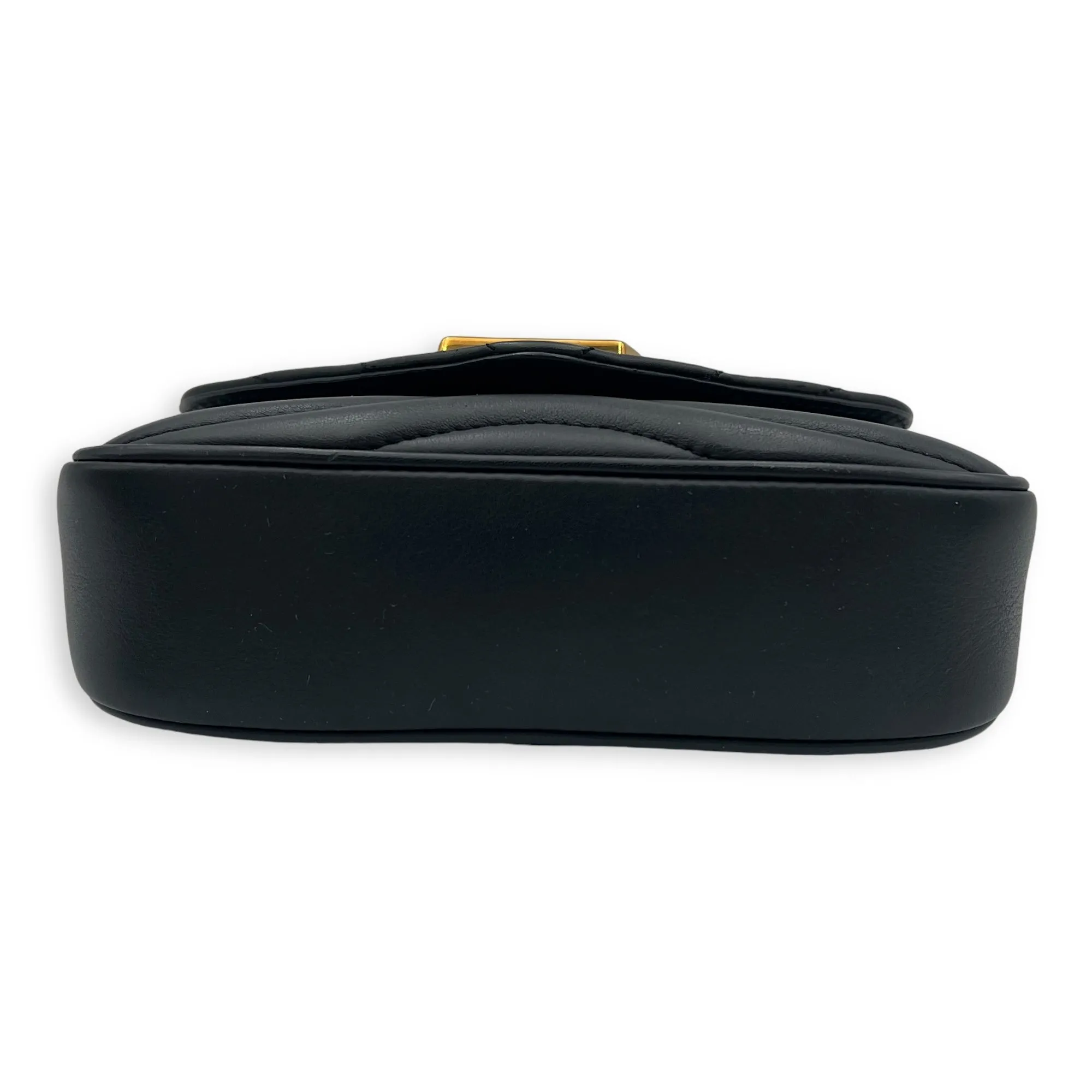 New Wave Black Crossbody Bag in Calfskin, Gold hardware