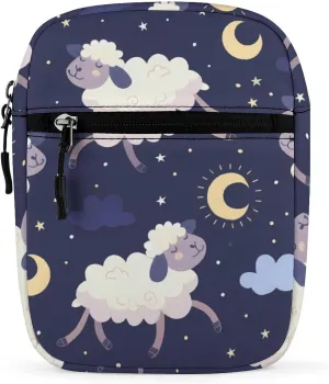 Night Sky Moon Stars And Sheep Small Crossbody Bag Casual Belt Bag Sling Purse for Travel Hiking