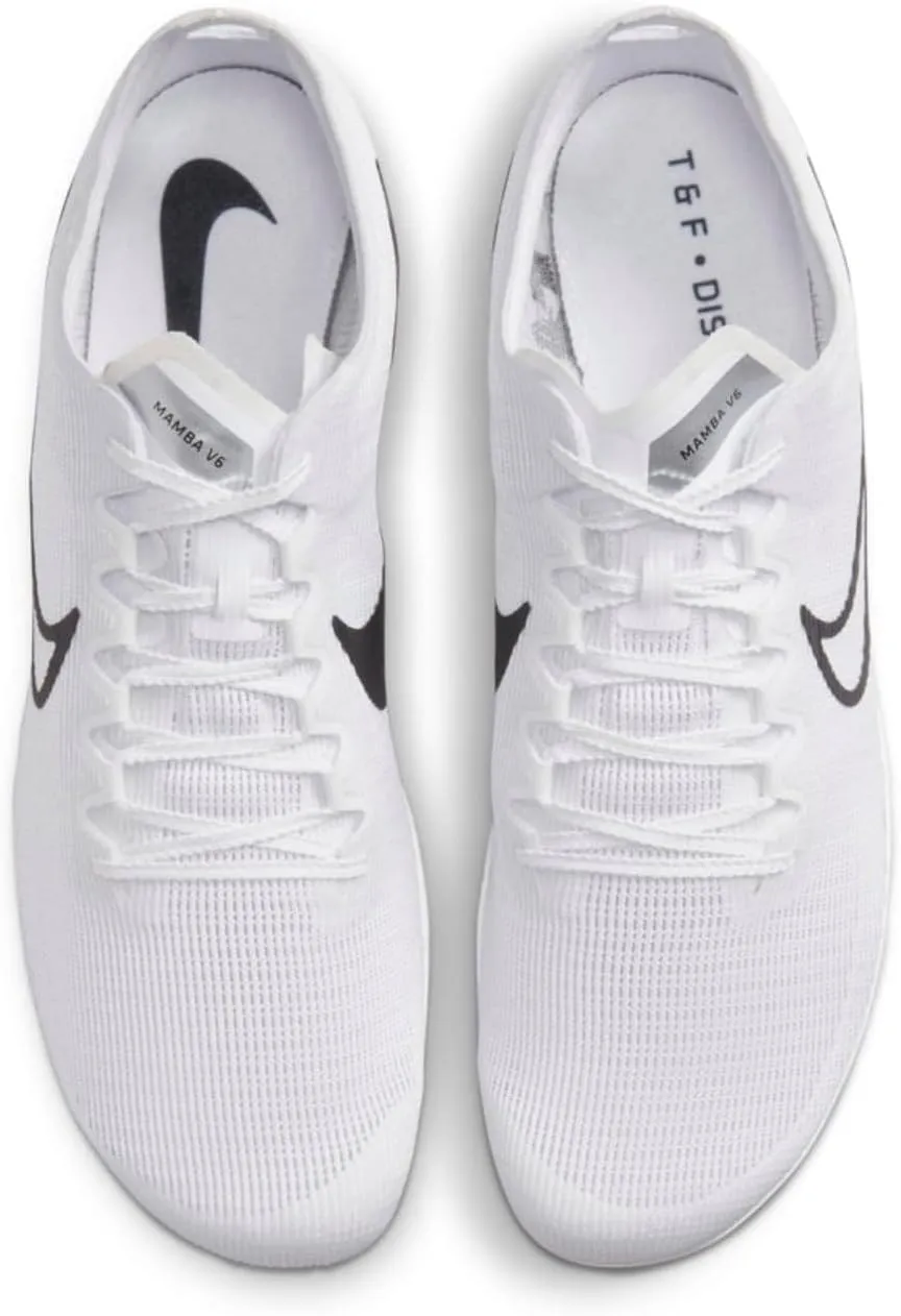 Nike Zoom Mamba 6 Track & Field Distance Spikes, 4.5, White/Black