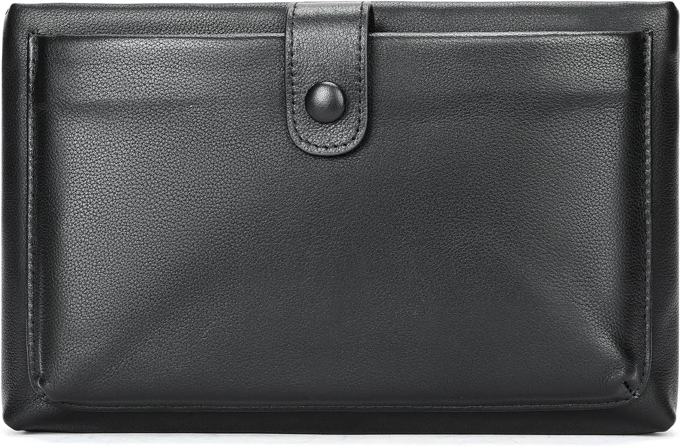 NIUCUNZH Mens Clutch Large Wallet, Phone Cards Cash Holder, Leather Clutch Bag for Men with Hand Wristlet