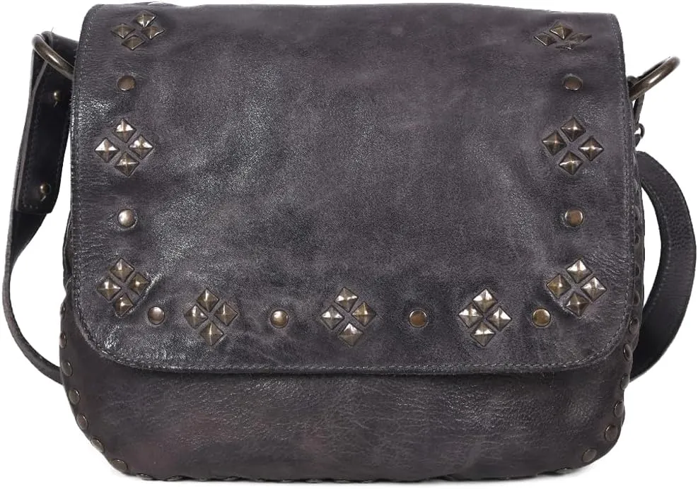 Nmbgr105Gry Cross Body I Vintage Handmade Genuine Cowhide Leather Women Bag Western Handbag Purse
