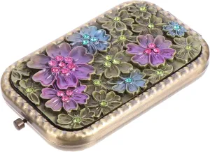 NOLITOY Craftsmanship Double Sided Mirror Square Vintage Makeup Mirror Phone Compartment Foldable