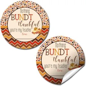 Nothing Bundt Thankful Fall Pumpkin Teacher Appreciation Thank You Sticker Labels, 40 2" Party Circle Stickers by AmandaCreation, Great for Party Favors, Envelope Seals & Goodie Bags