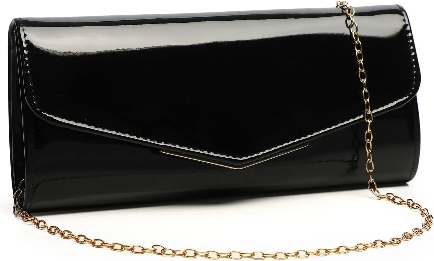 Nude Clutch Purses for Women Red Patent leather Purse Black Patent Leather Envelope Purse for Wedding Party Gift Travel