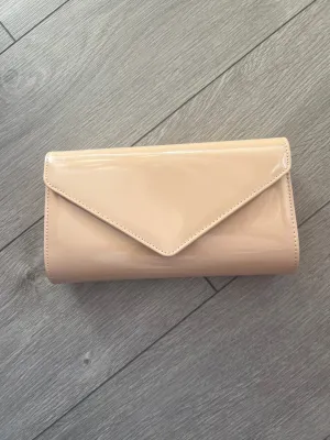 Nude Patent Envelope Clutch Bag