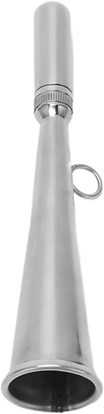 oceanside Handheld Foghorn, Clear Sound Signal Whistle with Removable Mouthpiece, Stainless Steel Manual Handheld Air Horn for Boat