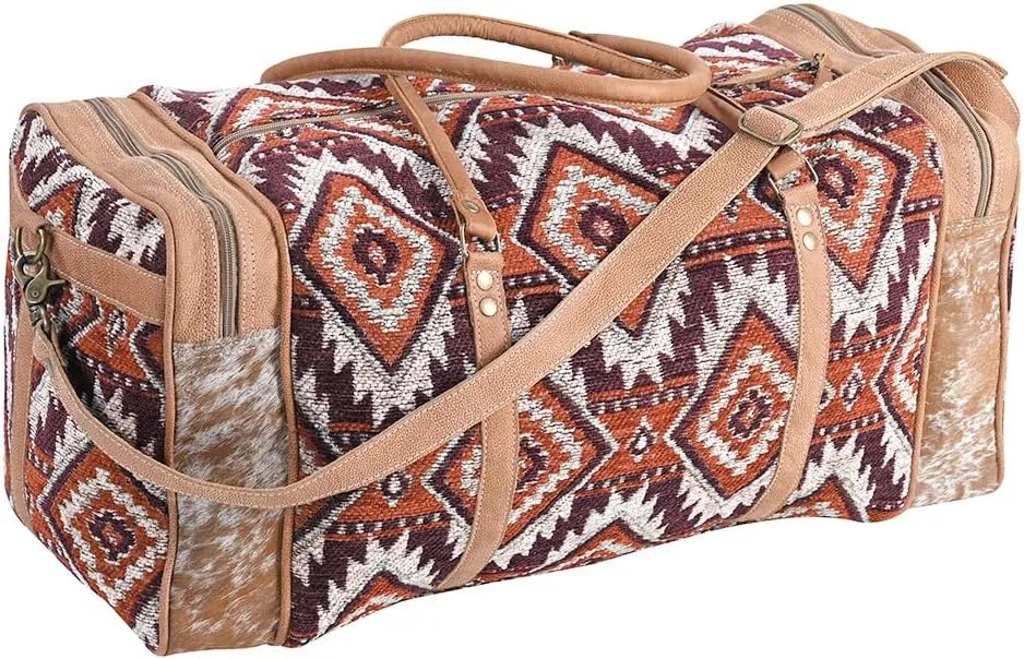 OHV396 DUFFEL Upcycled Wool Hair-on Genuine Leather women bag western handbag