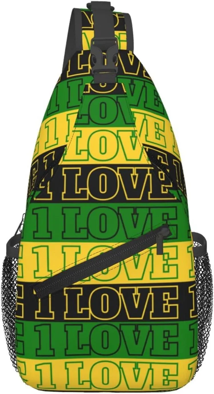 One Loves Jamaican Rasta Reggae Sling Bag Adjustable Crossbody Bag Casual Chest Bags Travel Shoulder Backpack