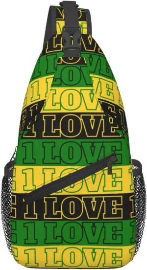 One Loves Jamaican Rasta Reggae Sling Bag Adjustable Crossbody Bag Casual Chest Bags Travel Shoulder Backpack