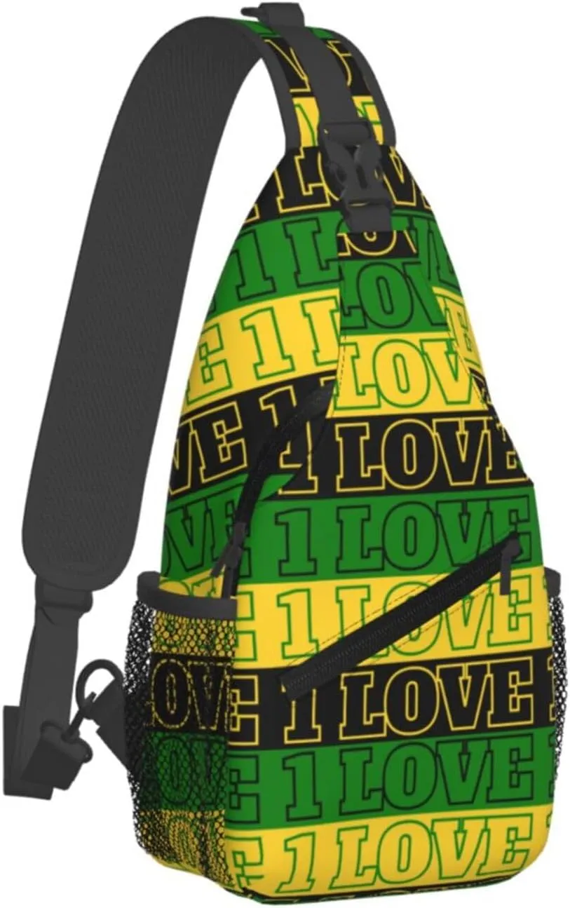 One Loves Jamaican Rasta Reggae Sling Bag Adjustable Crossbody Bag Casual Chest Bags Travel Shoulder Backpack