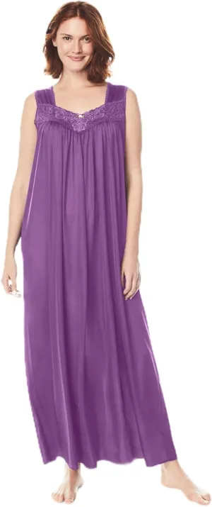 Only Necessities Plus Size Long Tricot Knit Nightgown