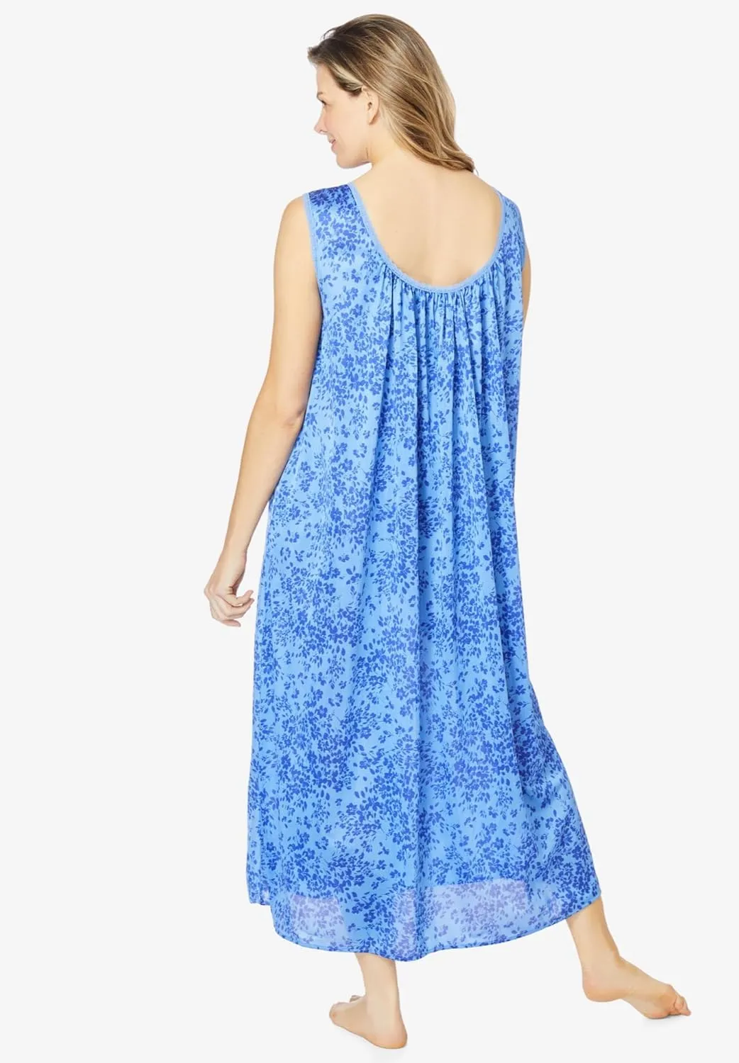 Only Necessities Plus Size Long Tricot Knit Nightgown