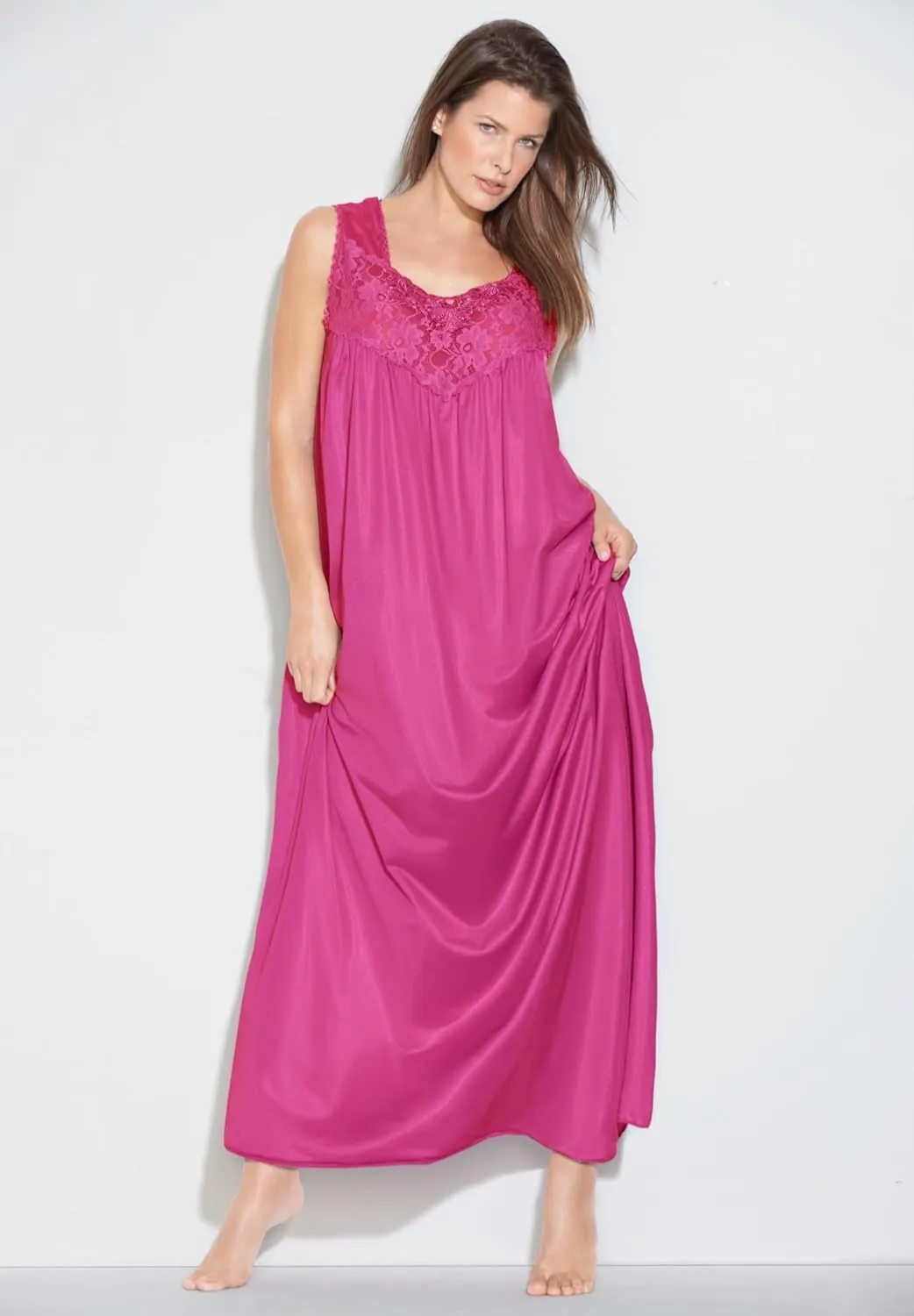 Only Necessities Plus Size Long Tricot Knit Nightgown