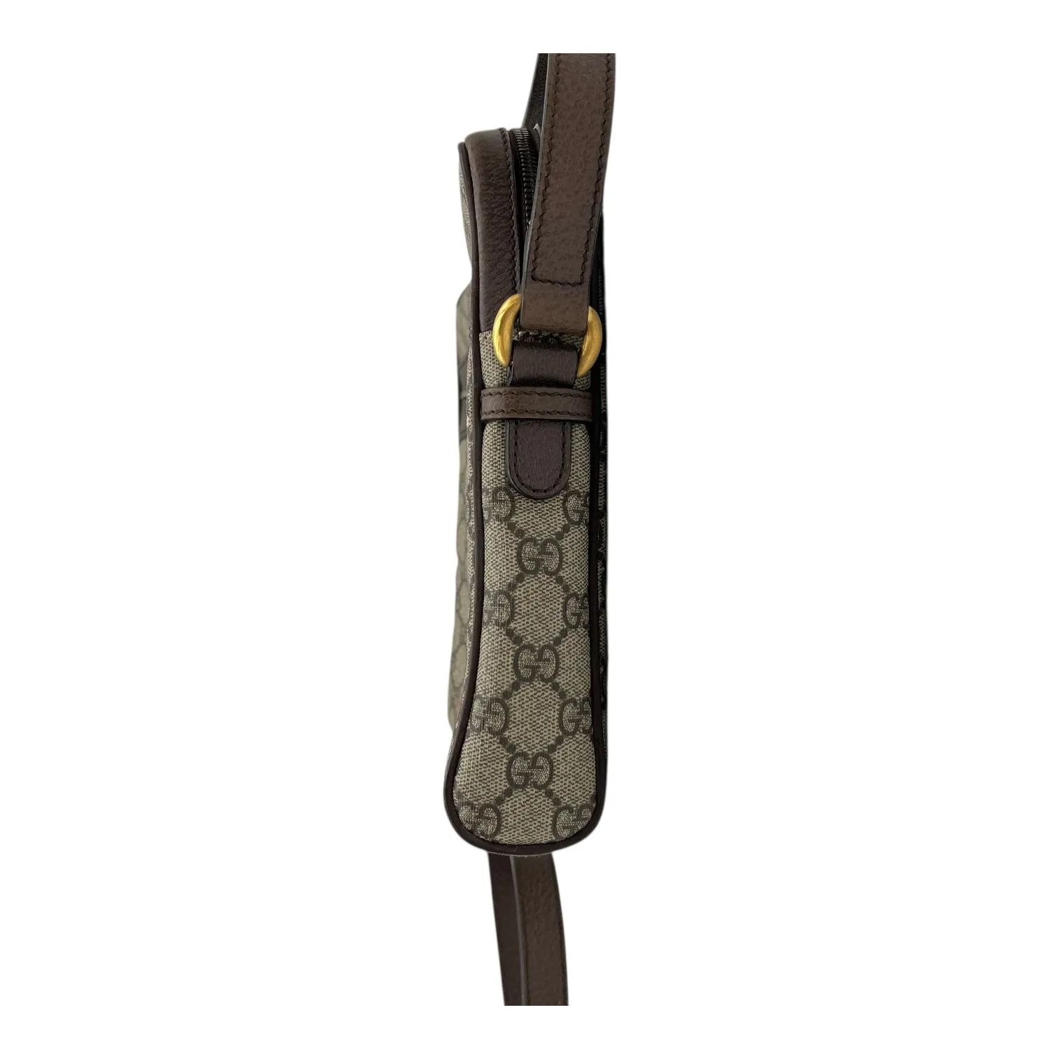 Ophidia Crossbody Bag Brown in Monogram Coated Canvas, Gold hardware