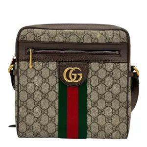 Ophidia Crossbody Bag Brown in Monogram Coated Canvas, Gold hardware