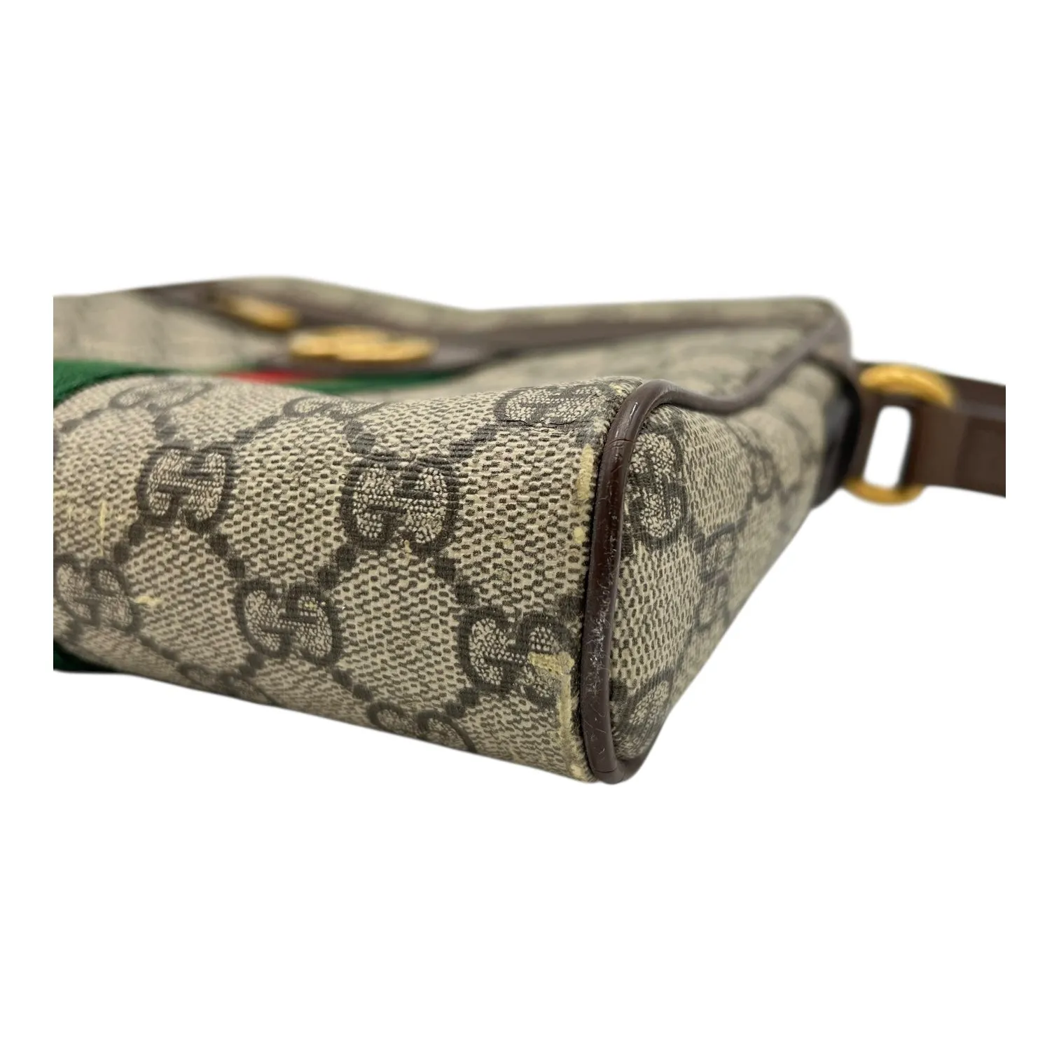 Ophidia Crossbody Bag Brown in Monogram Coated Canvas, Gold hardware