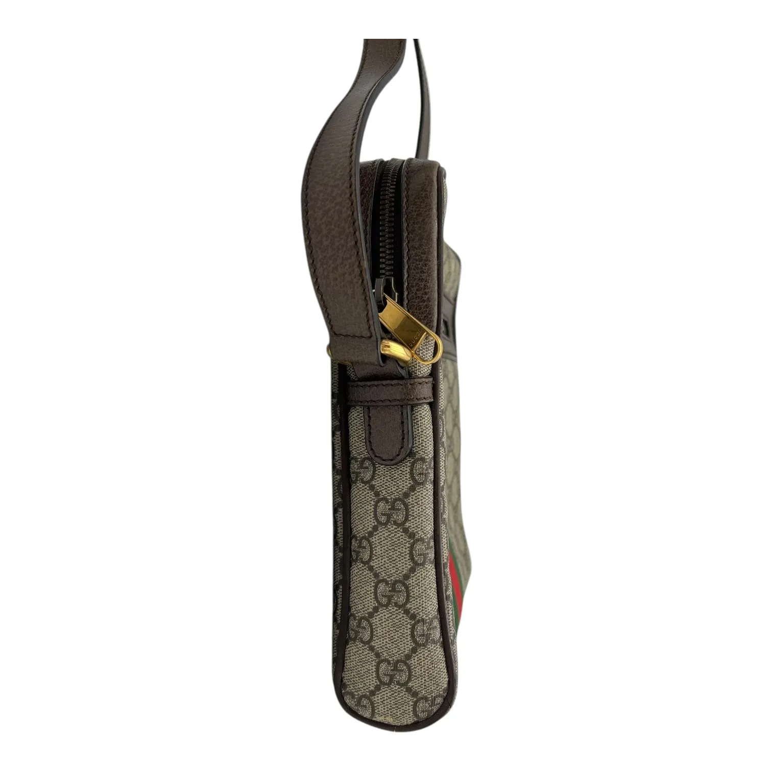 Ophidia Crossbody Bag Brown in Monogram Coated Canvas, Gold hardware