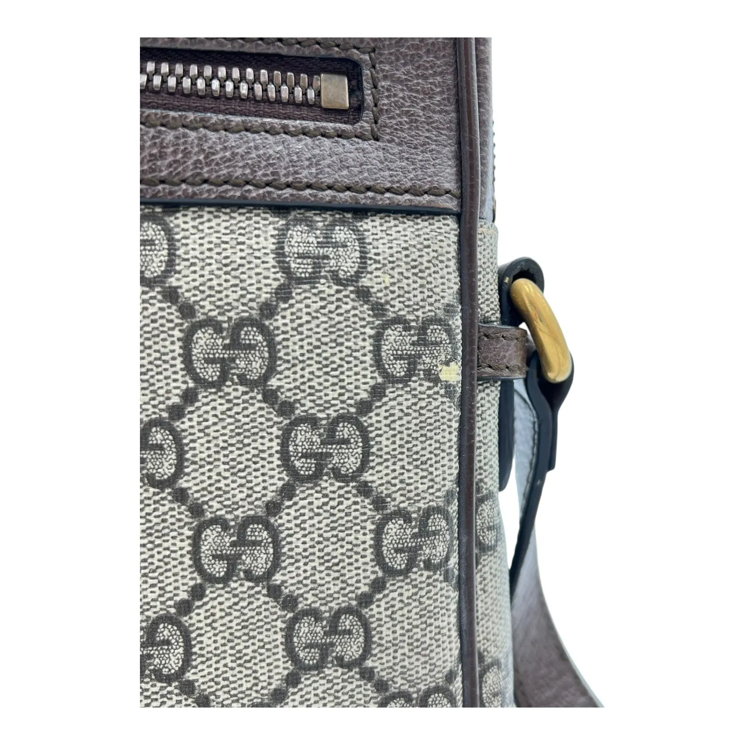 Ophidia Crossbody Bag Brown in Monogram Coated Canvas, Gold hardware