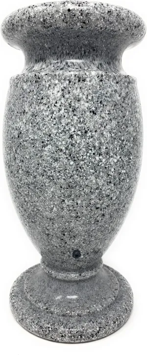 OPTIMUM Greek Memorial Cemetery Flower Vase - Plastic (Light Grey Granite Drainage Hole) with Metal Ground Spike, Grave Marker, Decorations for Gravesite, Headstone Flowers Holder, Garden Lawn
