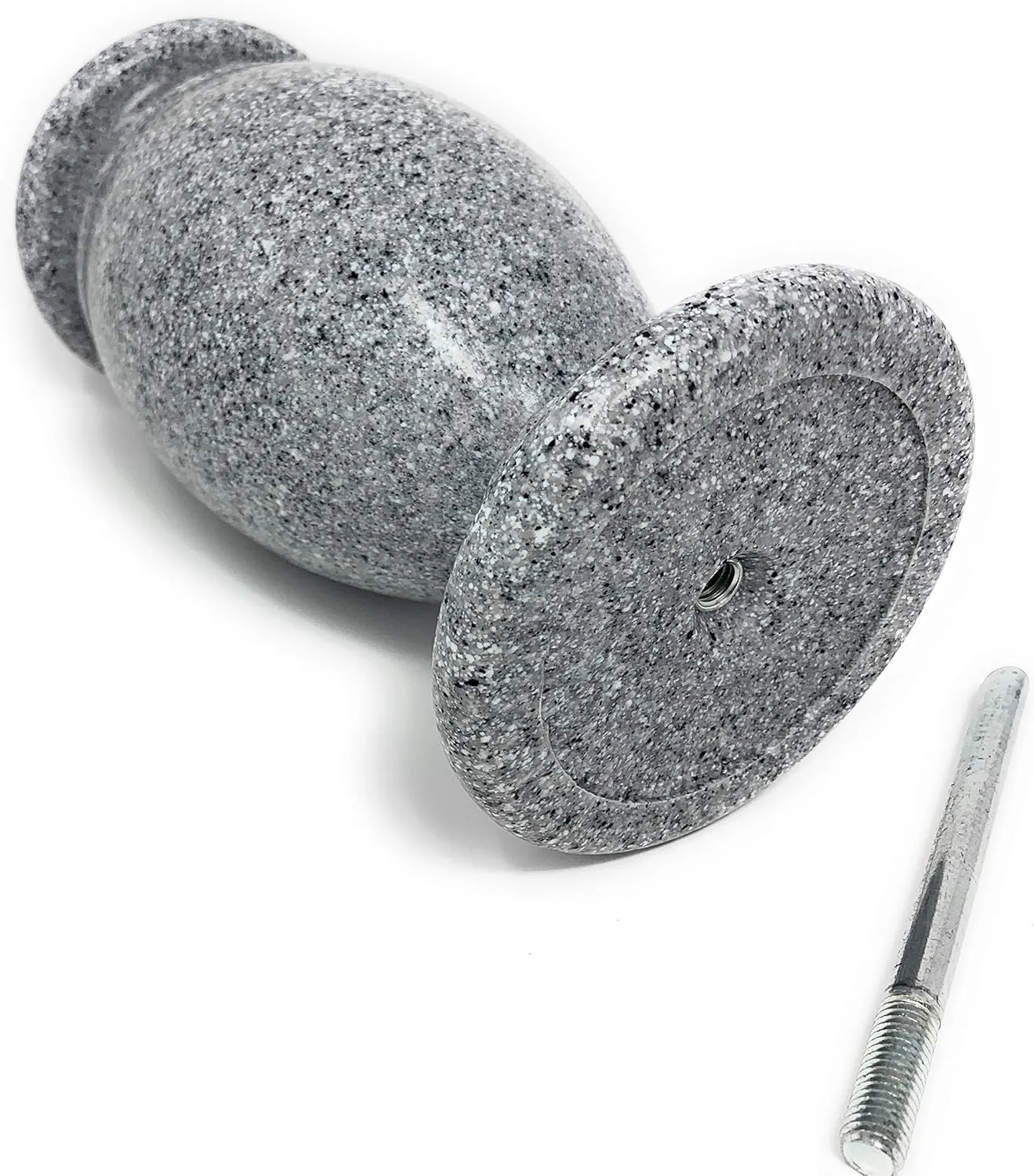OPTIMUM Greek Memorial Cemetery Flower Vase - Plastic (Light Grey Granite Drainage Hole) with Metal Ground Spike, Grave Marker, Decorations for Gravesite, Headstone Flowers Holder, Garden Lawn