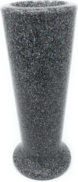 OPTIMUM Slim Memorial Cemetery Flower Vase - Plastic (Black Granite) with Metal Ground Spike, Grave Marker, Decorations for Gravesite, Headstone Flowers Holder, Garden Lawn & Yard