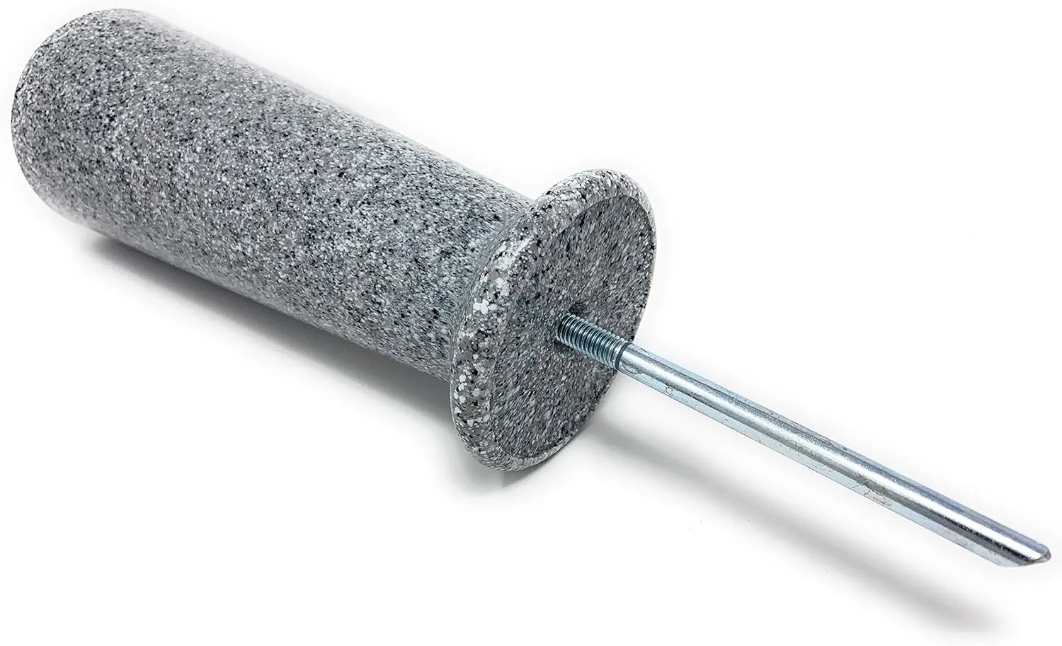 OPTIMUM Slim Memorial Cemetery Flower Vase - Plastic (Light Grey Granite Drainage Hole) with Metal Ground Spike, Grave Marker, Decorations for Gravesite, Headstone Flowers Holder, Garden Lawn