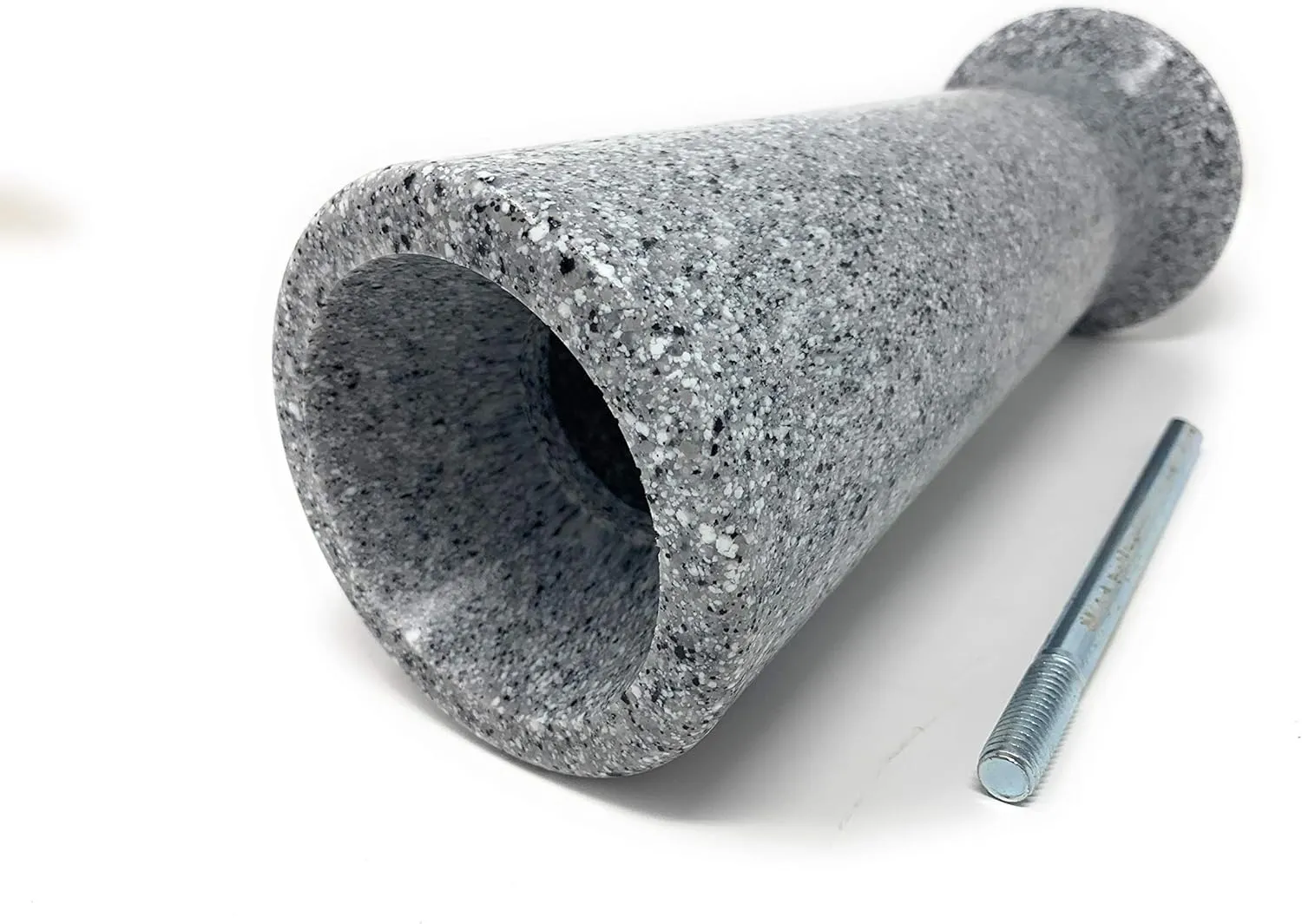 OPTIMUM Slim Memorial Cemetery Flower Vase - Plastic (Light Grey Granite Drainage Hole) with Metal Ground Spike, Grave Marker, Decorations for Gravesite, Headstone Flowers Holder, Garden Lawn