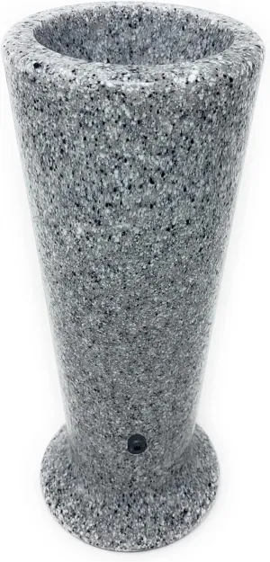 OPTIMUM Slim Memorial Cemetery Flower Vase - Plastic (Light Grey Granite Drainage Hole) with Metal Ground Spike, Grave Marker, Decorations for Gravesite, Headstone Flowers Holder, Garden Lawn