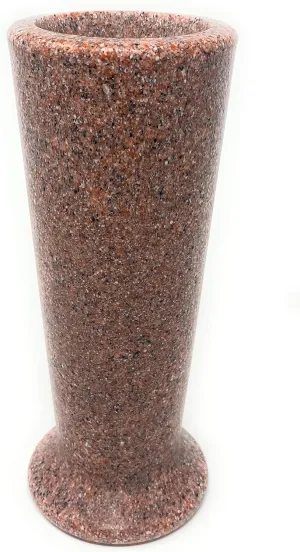 OPTIMUM Slim Memorial Cemetery Flower Vase - Plastic (North American Pink Granite) with Metal Ground Spike, Grave Marker, Decorations for Gravesite, Headstone Flowers Holder, Garden Lawn & Yard