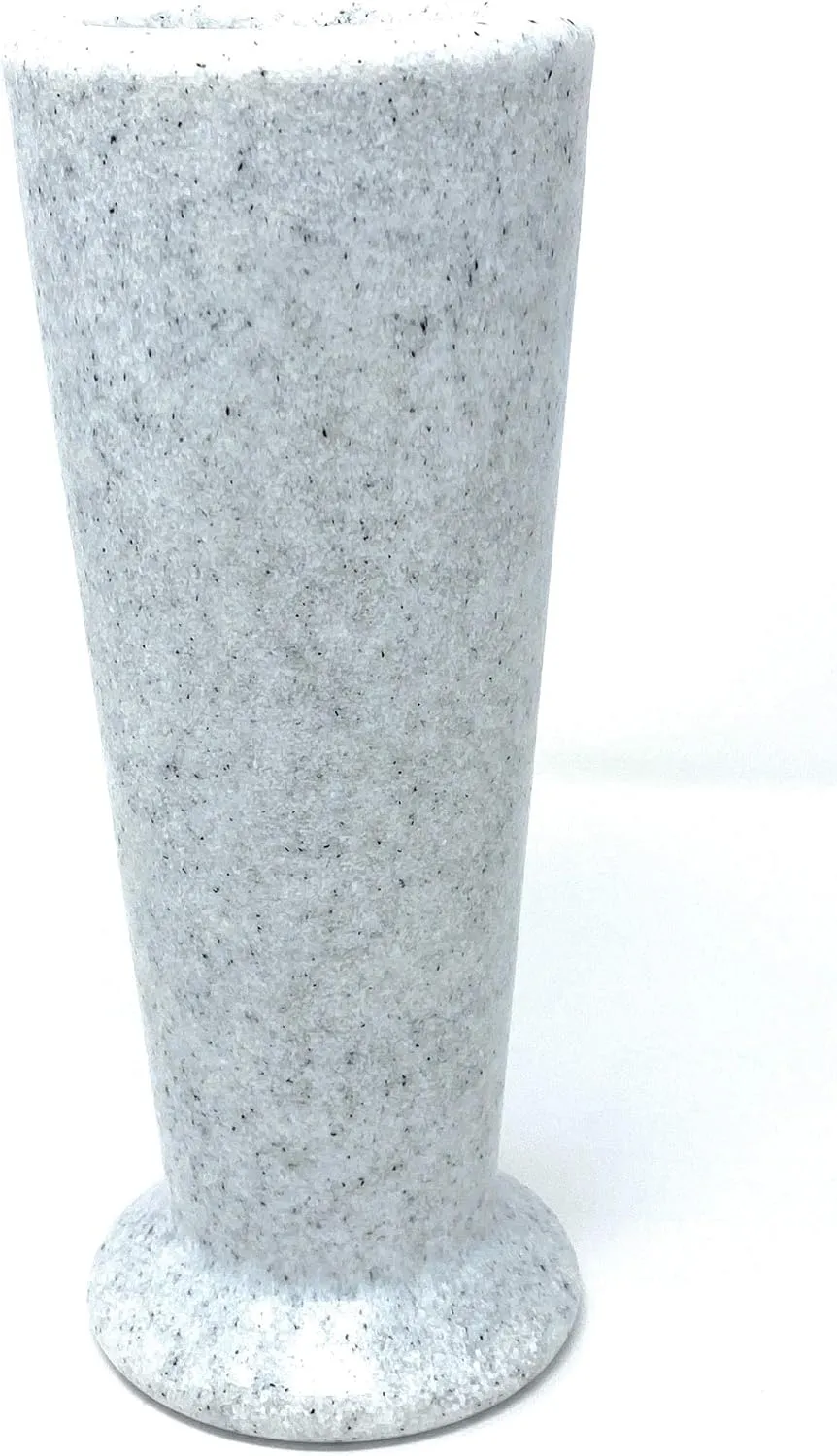 OPTIMUM Slim Memorial Cemetery Flower Vase - Plastic (White Granite) with Metal Ground Spike, Grave Marker, Decorations for Gravesite, Headstone Flowers Holder, Garden Lawn & Yard