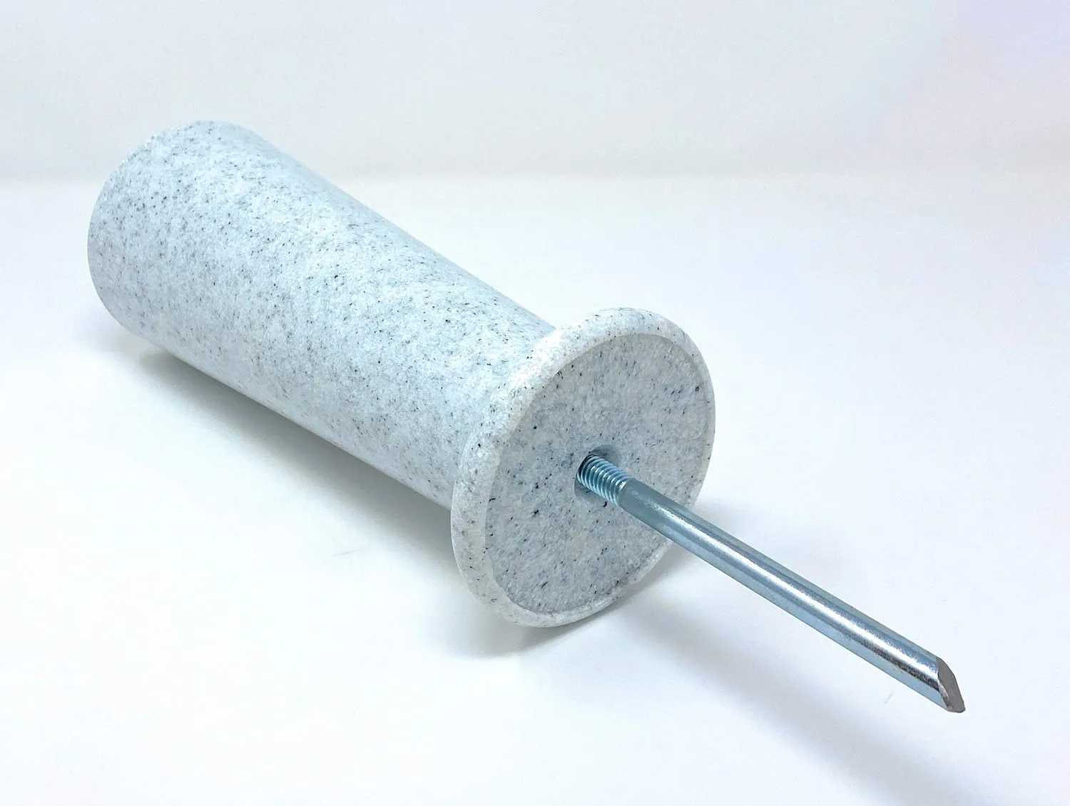 OPTIMUM Slim Memorial Cemetery Flower Vase - Plastic (White Granite) with Metal Ground Spike, Grave Marker, Decorations for Gravesite, Headstone Flowers Holder, Garden Lawn & Yard