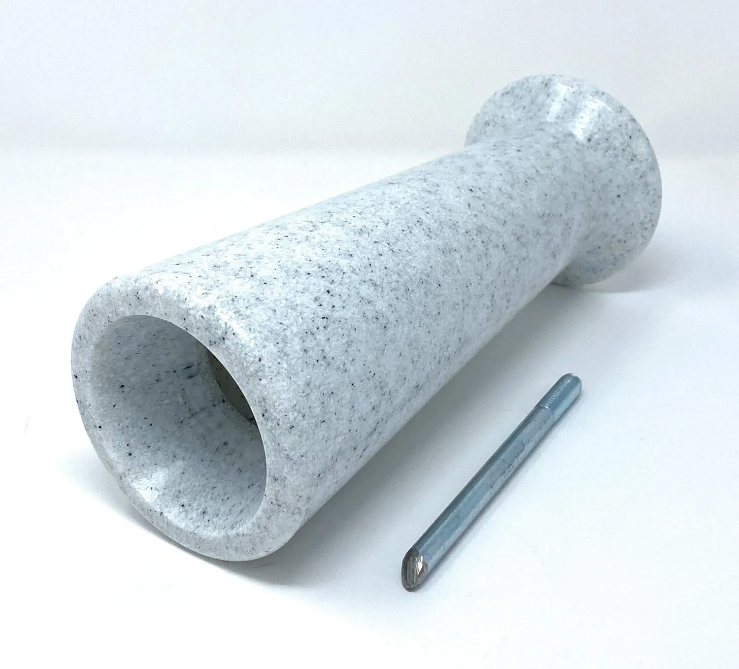 OPTIMUM Slim Memorial Cemetery Flower Vase - Plastic (White Granite) with Metal Ground Spike, Grave Marker, Decorations for Gravesite, Headstone Flowers Holder, Garden Lawn & Yard