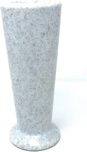 OPTIMUM Slim Memorial Cemetery Flower Vase - Plastic (White Granite) with Metal Ground Spike, Grave Marker, Decorations for Gravesite, Headstone Flowers Holder, Garden Lawn & Yard