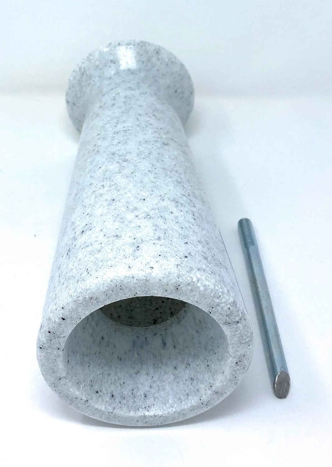 OPTIMUM Slim Memorial Cemetery Flower Vase - Plastic (White Granite) with Metal Ground Spike, Grave Marker, Decorations for Gravesite, Headstone Flowers Holder, Garden Lawn & Yard
