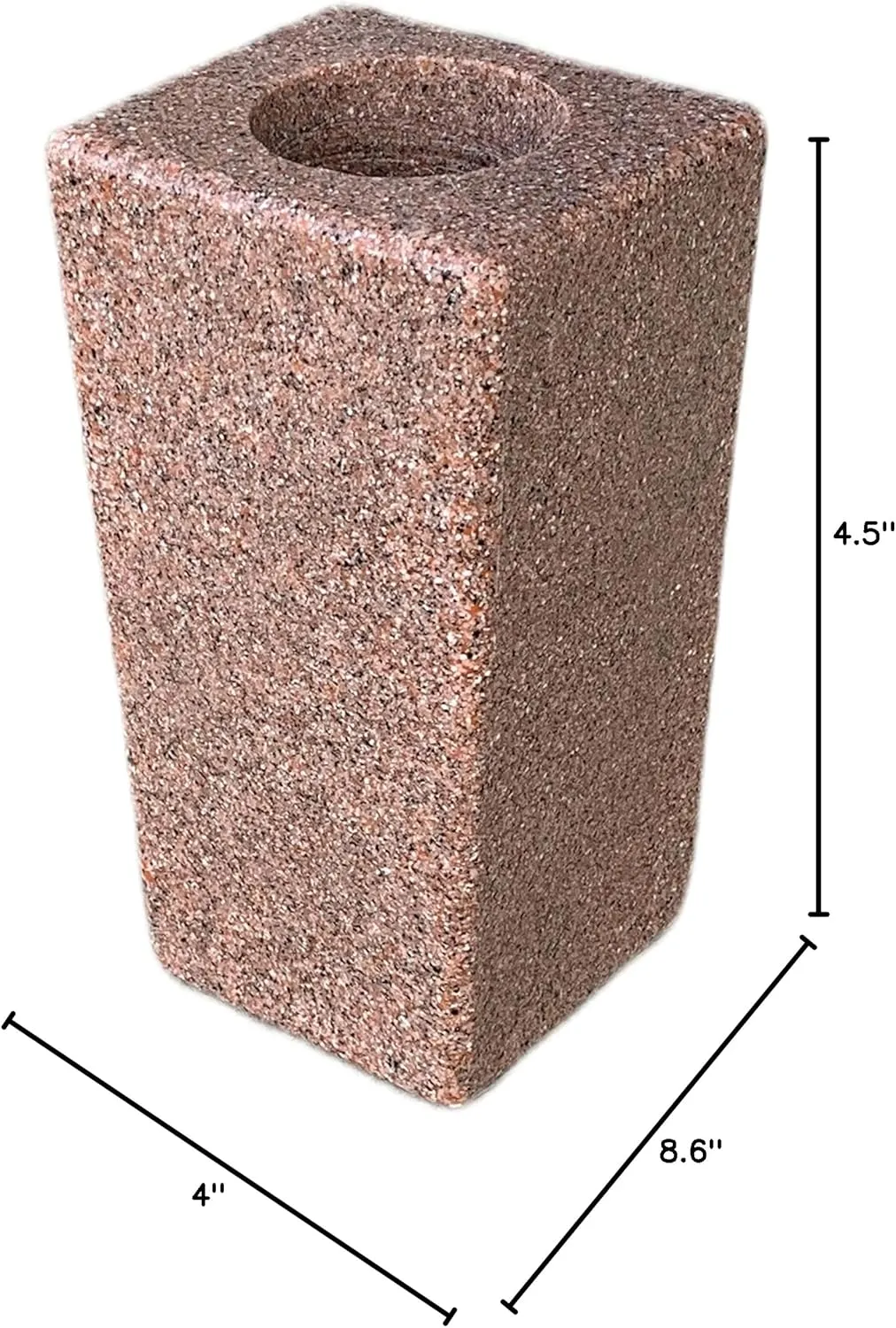 OPTIMUM Square Memorial Cemetery Flower Vase - Plastic (North American Pink Granite) with Metal Ground Spike, Grave Marker, Decorations for Gravesite, Headstone Flowers Holder, Garden Lawn & Yard