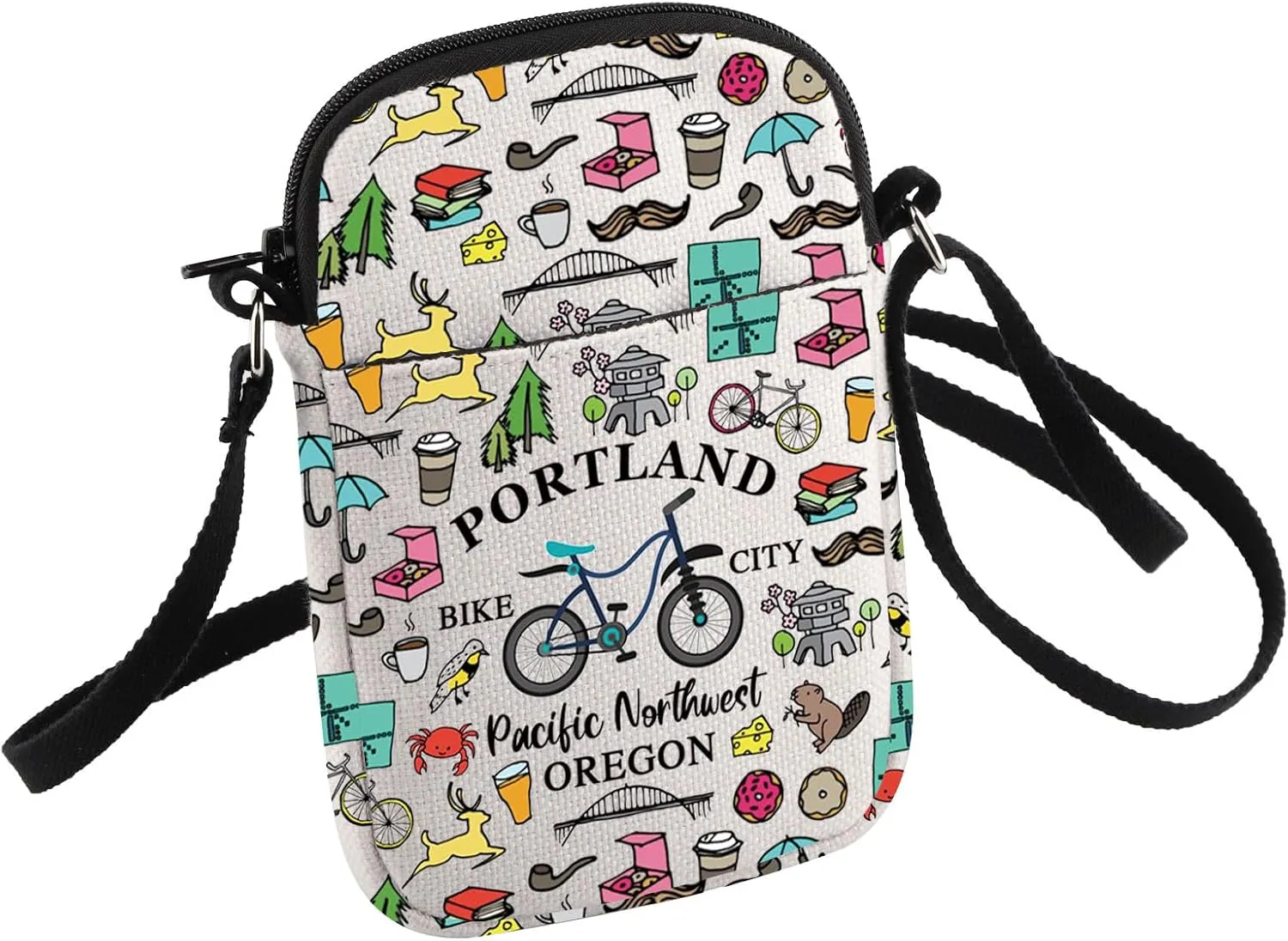 Oregon State Small Sling Bag Biking Gift Portland Oregon Travel Crossbody Bag Oregon Souvenir Gift
