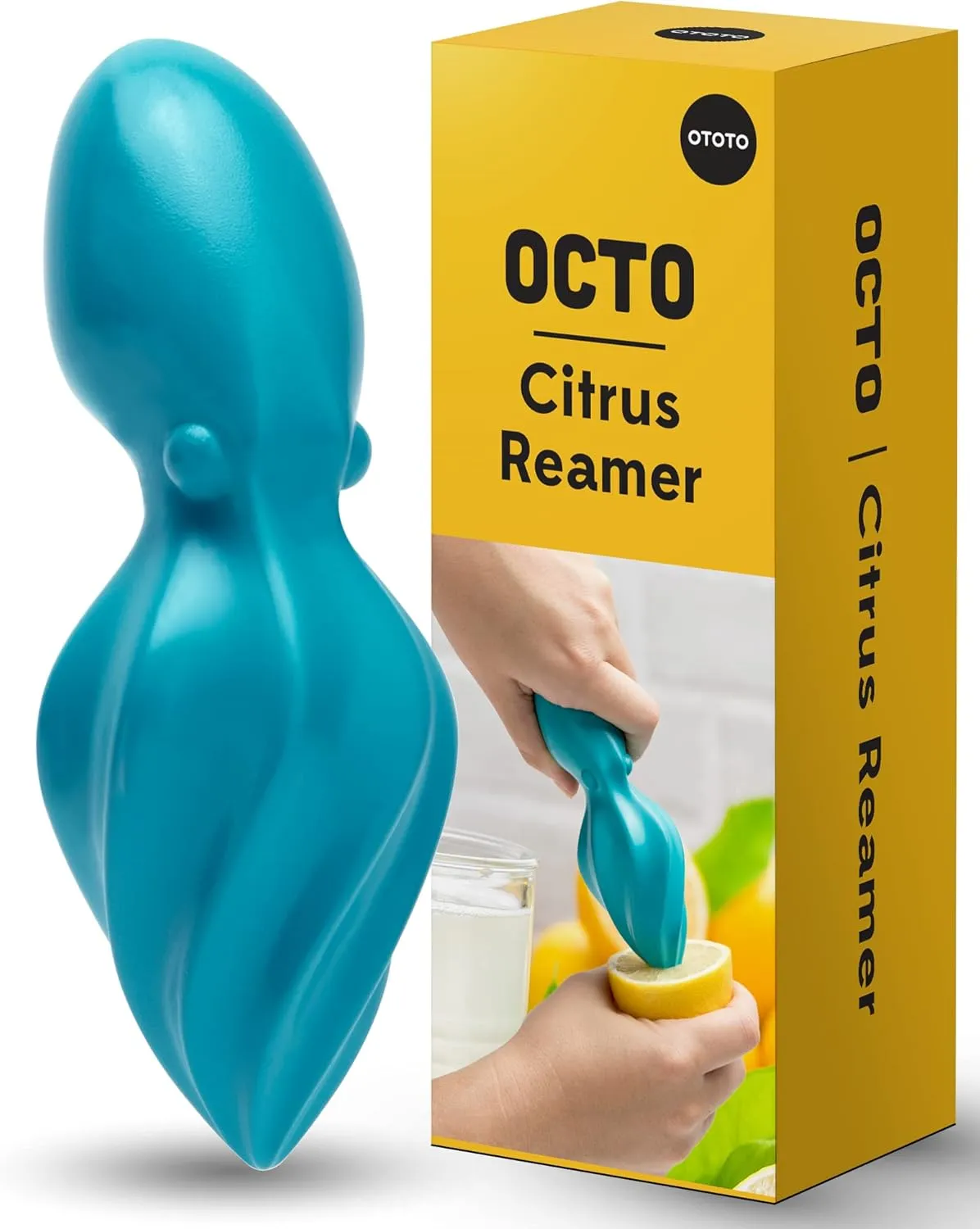 OTOTO OCTO Lemon Juicer Hand - Easy to Hold Lemon Squeezer Manual for Lemon, Lime, Oranges - BPA Free, Dishwasher Safe Citrus Juicer Hand Press Manual - Fun Kitchen Gadgets & Tools