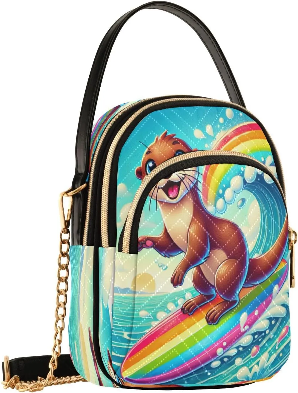 Otter Surfing Summer Crossbody Bags for Women Small Sling Cross Body Bag Fanny Pack Phone Wallet Mini Purse