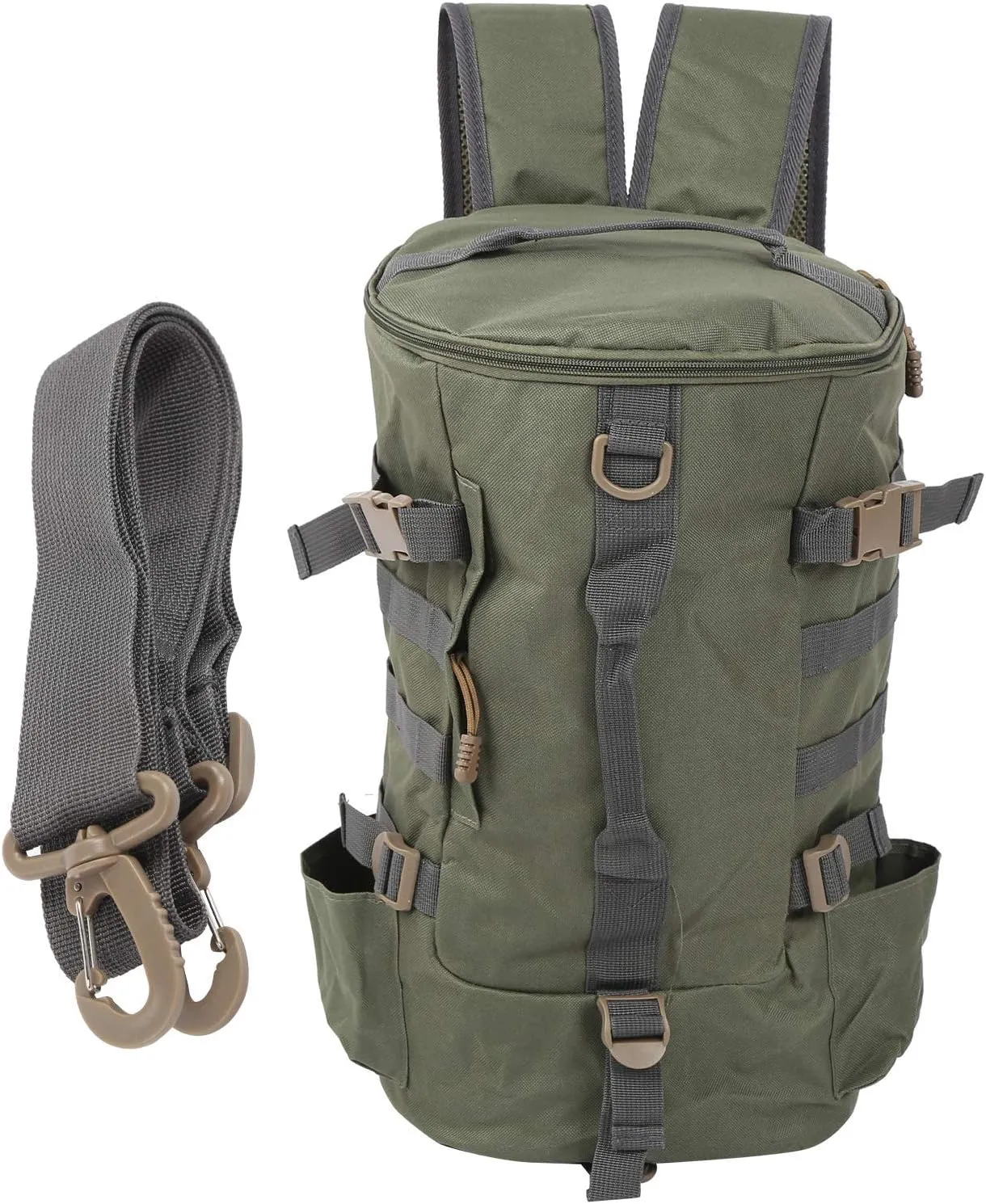 OUKENS Cylindrical Fishing Bag, Large Capacity Fishing Pole Gear Storage Sling Shoulder Bag Cylindrical Rod Lure Backpack