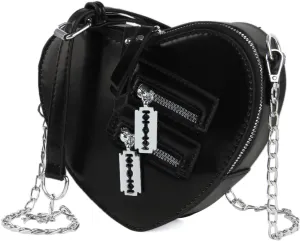 Oweisong Black Heart Shaped Purse Cute Red Gothic Bag Purse for Women Ladies Chain Crossbody Shoudler Handbag
