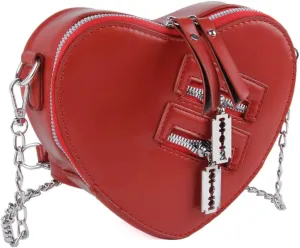 Oweisong Black Heart Shaped Purse Cute Red Gothic Bag Purse for Women Ladies Chain Crossbody Shoudler Handbag