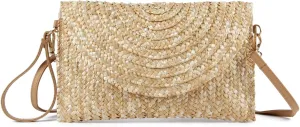 Oweisong Straw Purses for Women Summer Beach Straw s Clutch Purses Crossbody Bag Handmade Women Envelope Handbag Wallet
