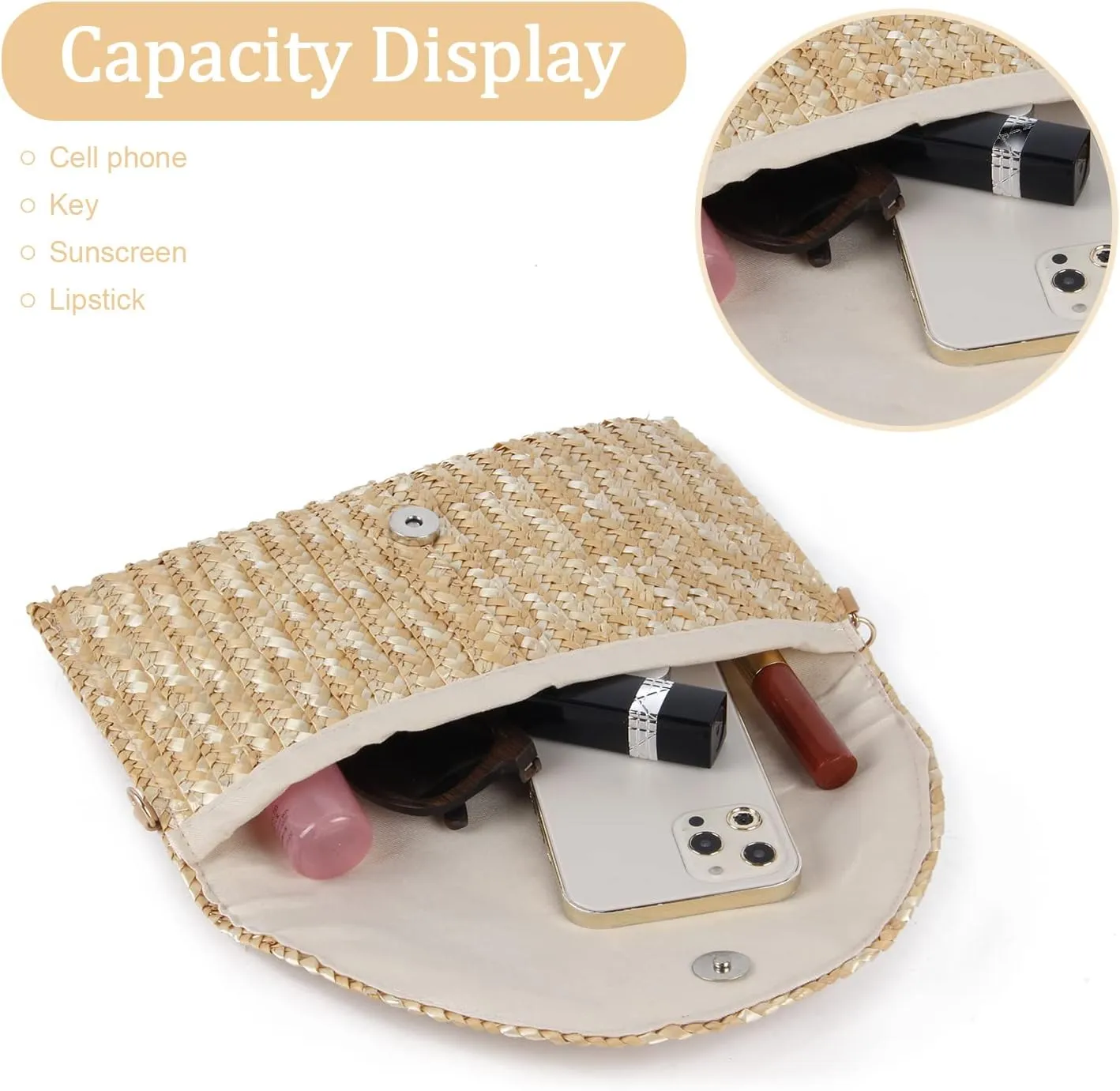 Oweisong Straw Purses for Women Summer Beach Straw s Clutch Purses Crossbody Bag Handmade Women Envelope Handbag Wallet