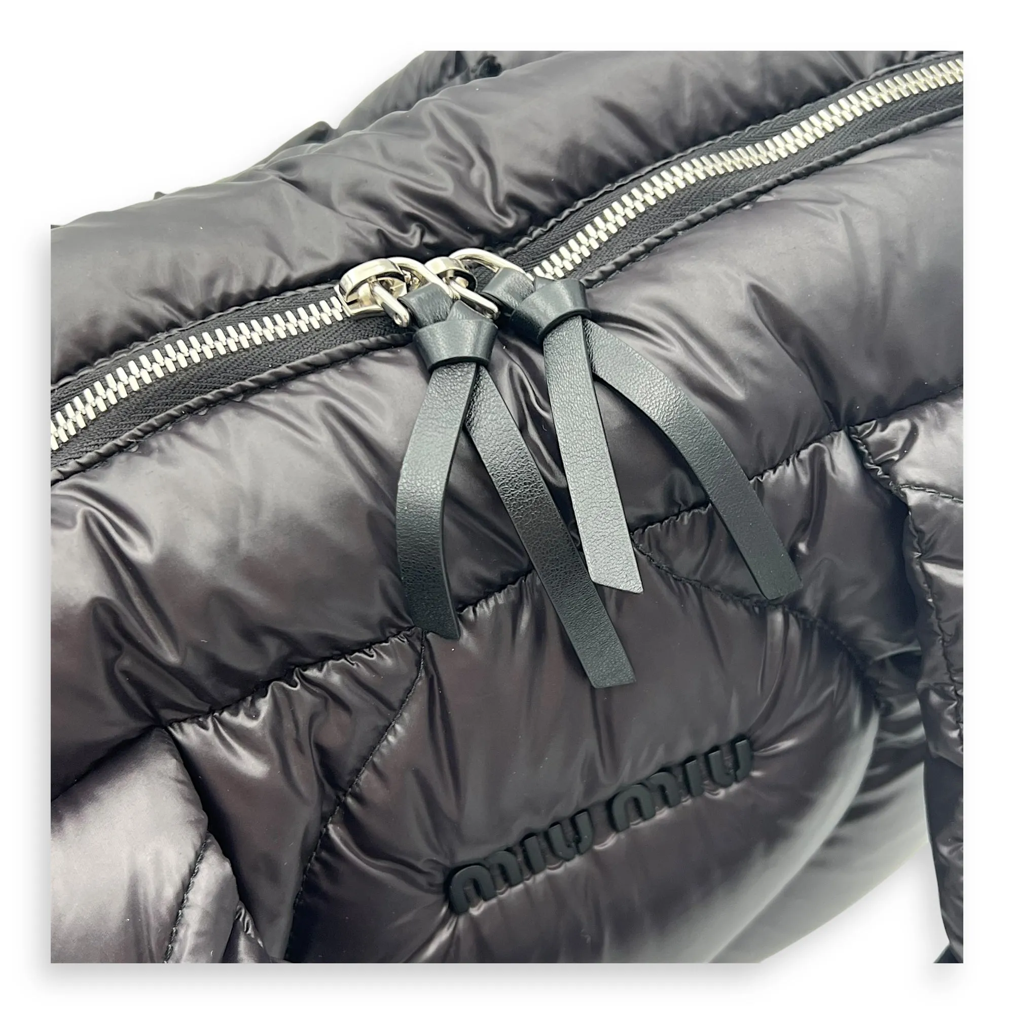 Paded Boston Top Handle Bag Black in Nylon, Silver hardware