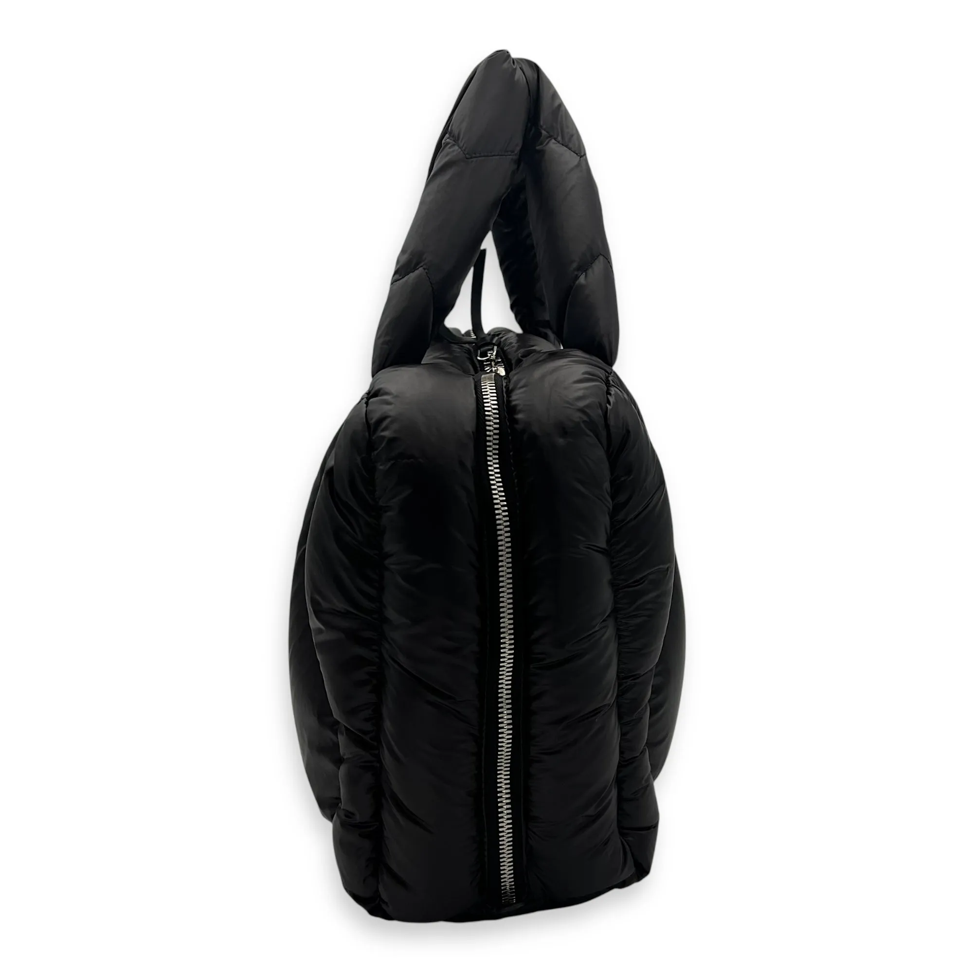 Paded Boston Top Handle Bag Black in Nylon, Silver hardware